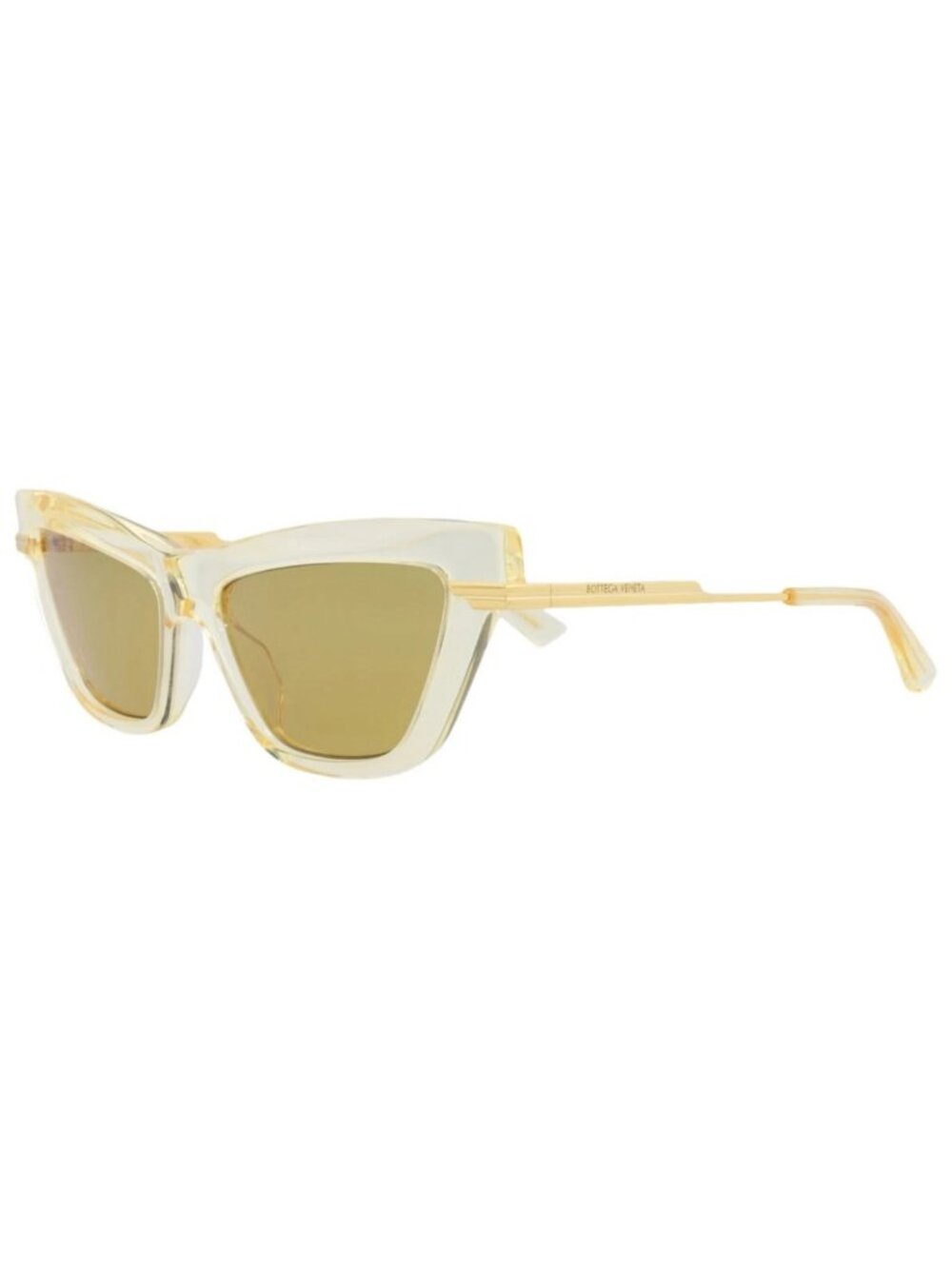 New Bottega Veneta Women's Sunglasses Cat Eye Recycled Acetate Frame Yellow Gold